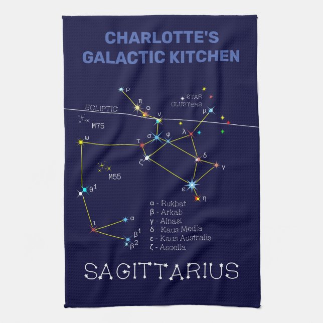 Zodiac Constellation Sagittarius Tea Towel (Vertical)