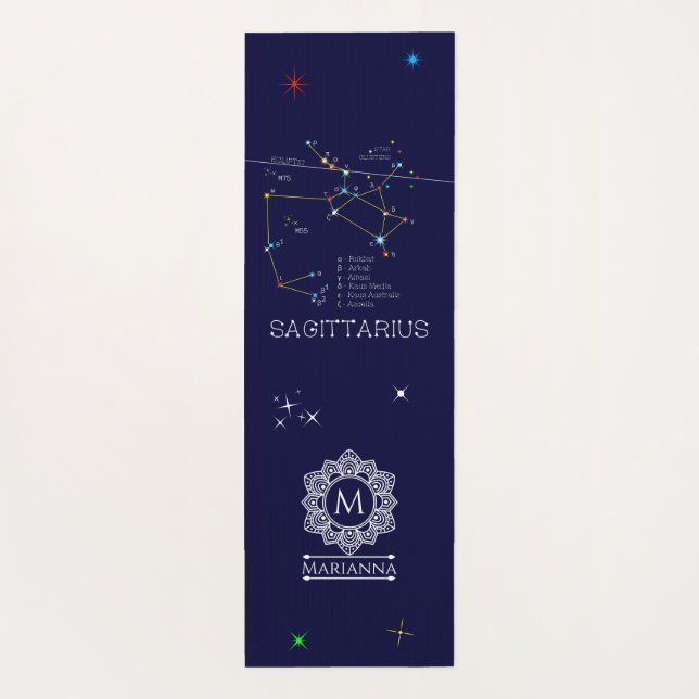 Zodiac Constellation Sagittarius Yoga Mat (Back)