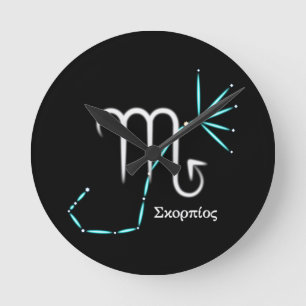 Zodiac Constellation Scorpio Round Clock