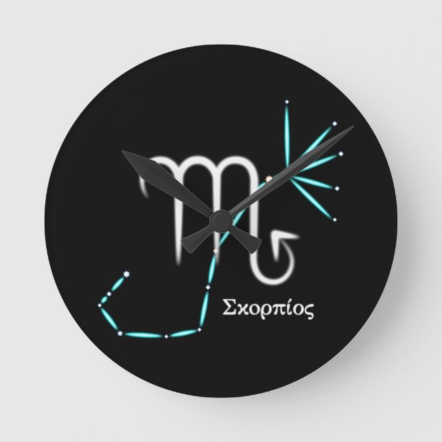Zodiac Constellation Scorpio Round Clock (Front)