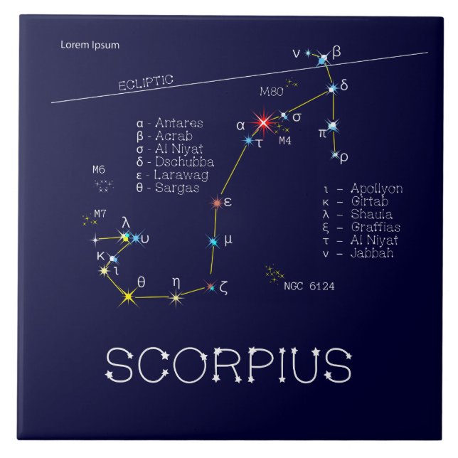 Zodiac Constellation Scorpius Ceramic Tile (Front)