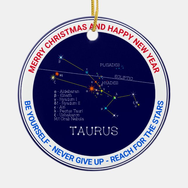 Zodiac Constellation Taurus Ceramic Ornament (Front)