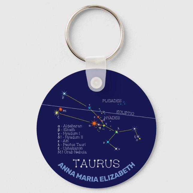 Zodiac Constellation Taurus Key Ring (Front)