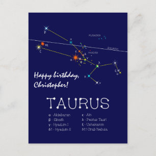 Zodiac Constellation Taurus Postcard