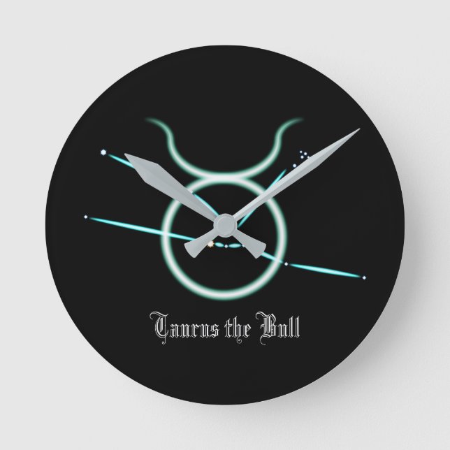 Zodiac Constellation Taurus  Round Clock (Front)