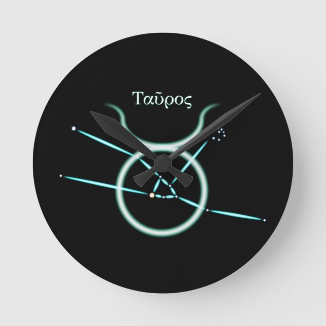 Zodiac Constellation Taurus  Round Clock (Front)