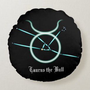 Zodiac Constellation Taurus Round Pillow