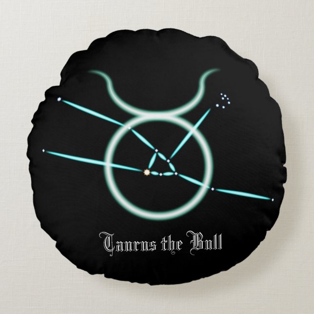 Zodiac Constellation Taurus Round Pillow (Front)