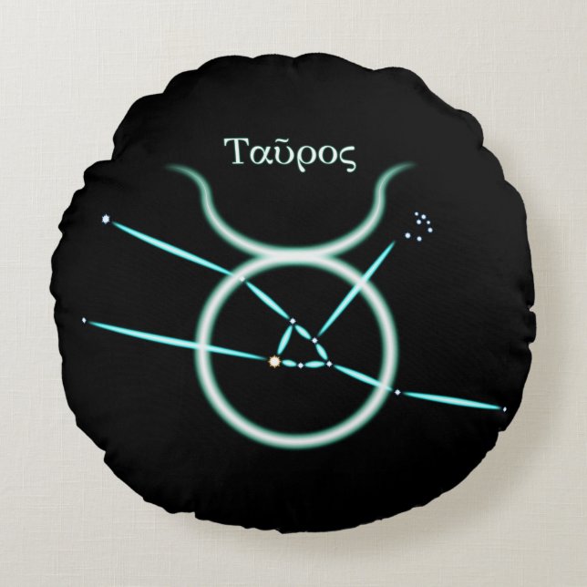 Zodiac Constellation Taurus Round Pillow (Front)