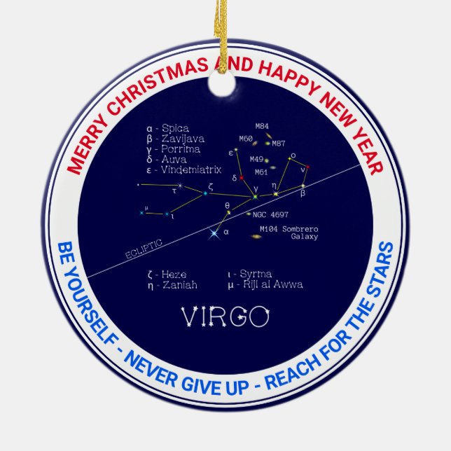 Zodiac Constellation Virgo Ceramic Ornament (Back)
