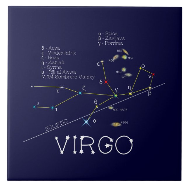 Zodiac Constellation Virgo Ceramic Tile (Front)