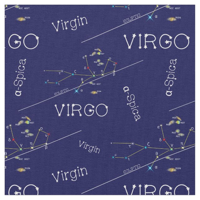 Zodiac Constellation Virgo Fabric (Close Up)
