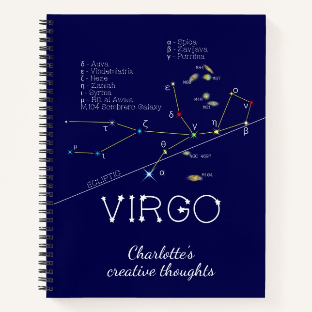 Zodiac Constellation Virgo Notebook (Front)
