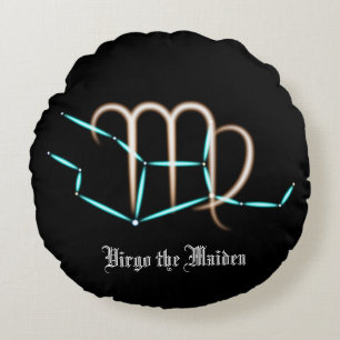 Zodiac Constellation Virgo Round Pillow