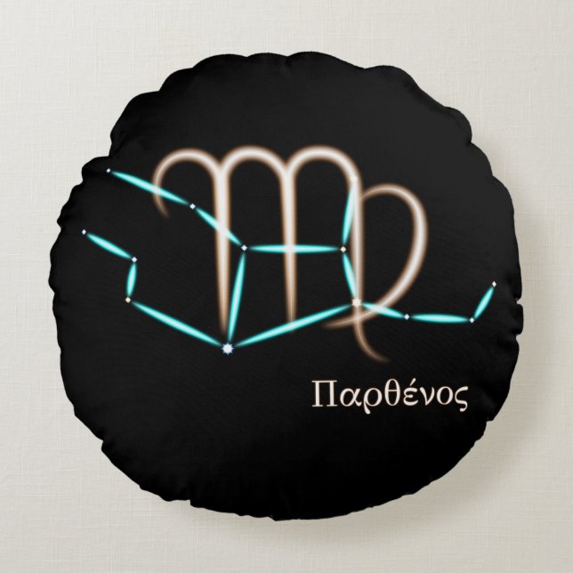 Zodiac Constellation Virgo Round Pillow (Front)