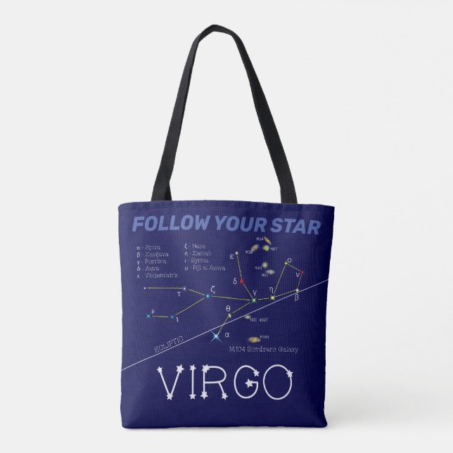 Zodiac Constellation Virgo Tote Bag (Back)