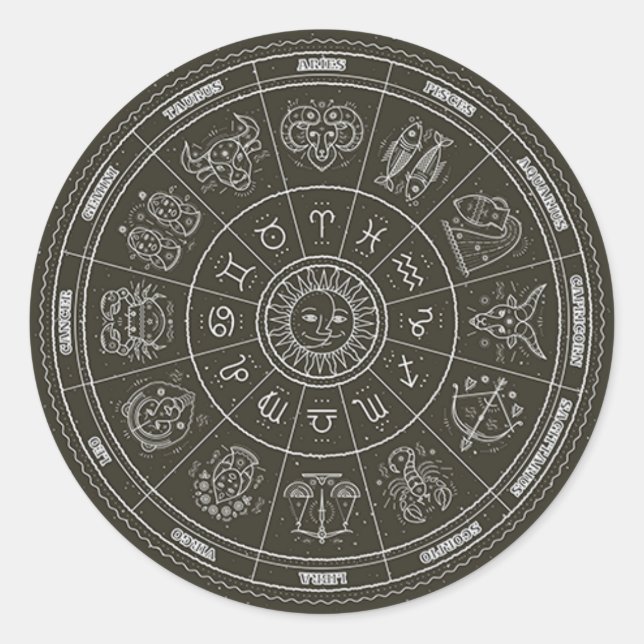 Zodiac Constellation Wheel Classic Round Sticker (Front)