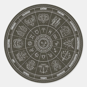Zodiac Constellation Wheel Classic Round Sticker