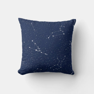 Zodiac Constellations with a Dark Blue Starry Sky Cushion