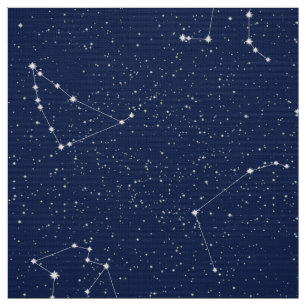Zodiac Constellations with a Dark Blue Starry Sky Fabric