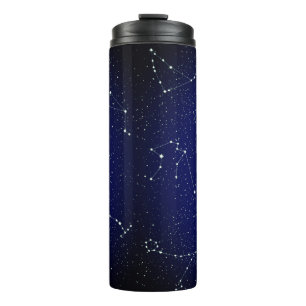 Zodiac Constellations with a Dark Blue Starry Sky Thermal Tumbler