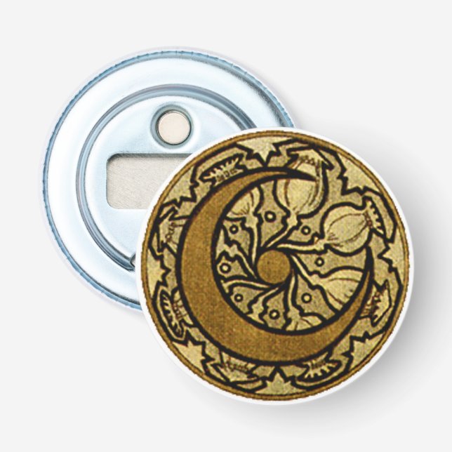 Zodiac Crescent Moon Mucha  Bottle Opener (Front)