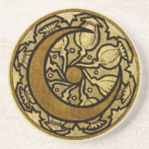 Zodiac Crescent Moon Mucha Coaster
