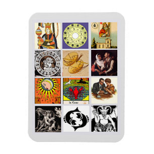 Zodiac Fortune Teller Tarot Card Art Collage  Magnet