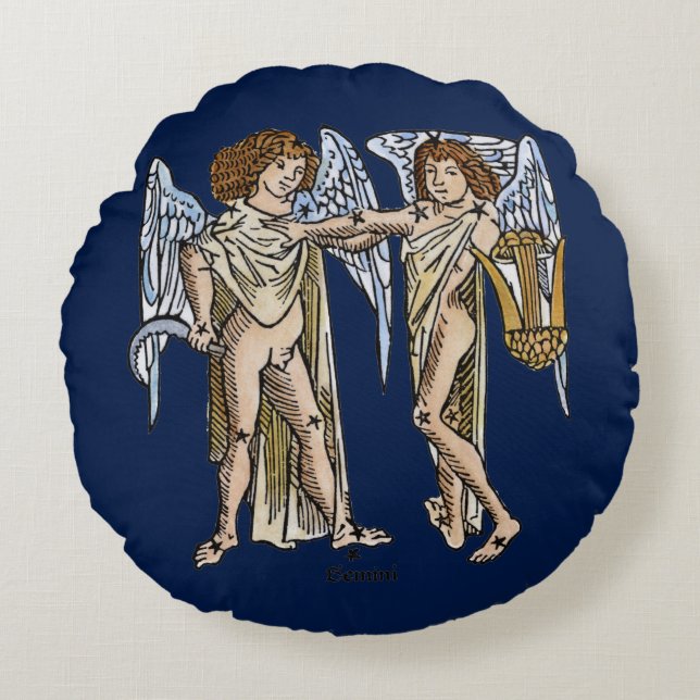 Zodiac: Gemini, 1482 Round Cushion (Front)