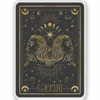 Zodiac Gemini Astrological Black & Gold Sticker