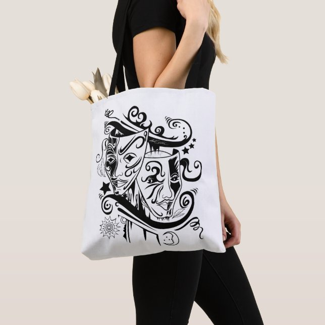 Zodiac - Gemini -  Black & White Tote Bag (Close Up)