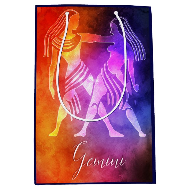 Zodiac : Gemini Colourful Candy Colours Medium Gift Bag (Front)