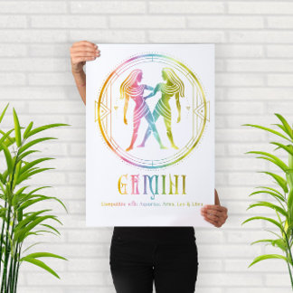 Zodiac Gemini Compatibility Design Poster