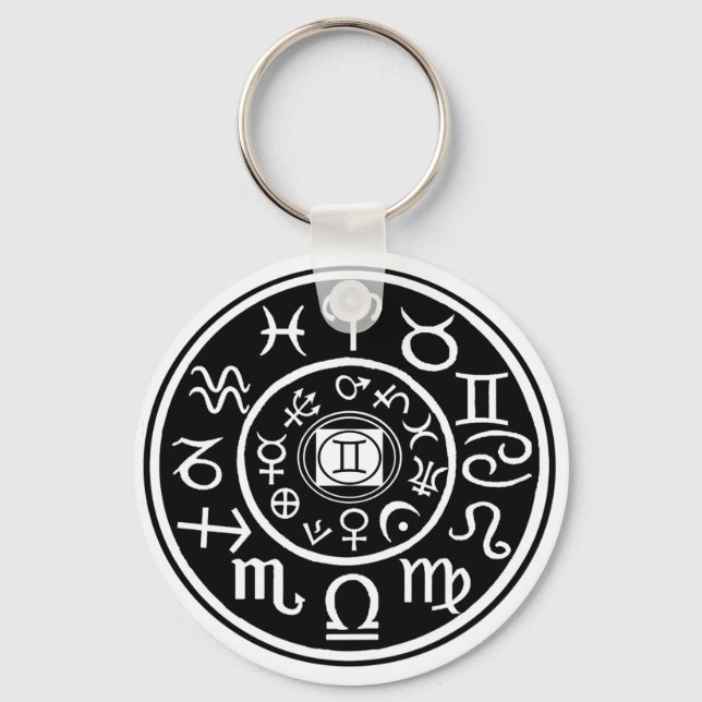Zodiac - Gemini Constellation & Planetary Design Key Ring (Front)