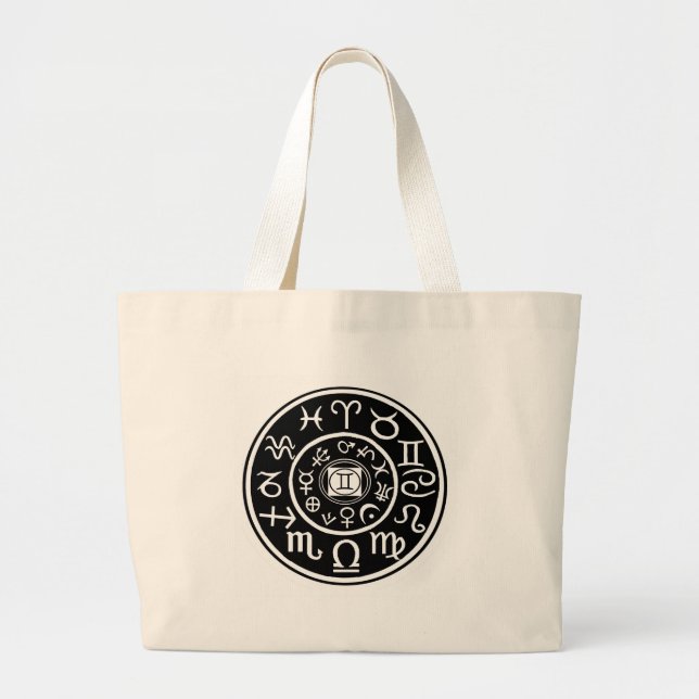 Zodiac - Gemini Constellation & Planetary Design Large Tote Bag (Front)