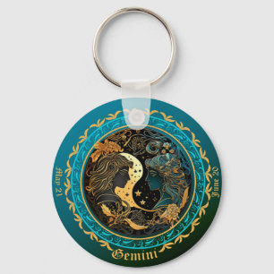 Zodiac Gemini Customise NAME, DATE Key Ring