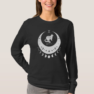 Zodiac Gemini Horoscope Astrology Sign Cat Crescen T-Shirt