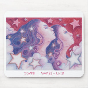 Zodiac Gemini mousepad white border