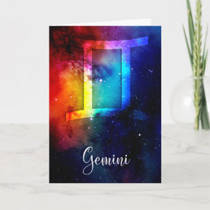 Zodiac : Gemini Rainbow Space Card
