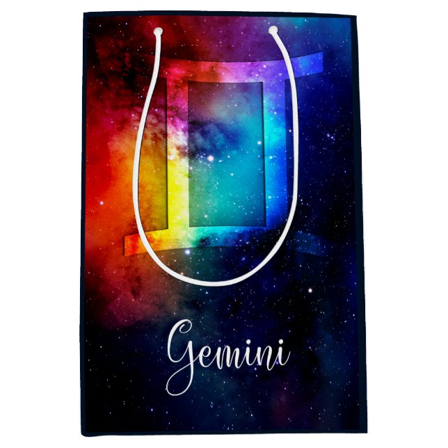 Zodiac : Gemini Rainbow Space Medium Gift Bag (Front)