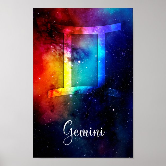 Zodiac : Gemini Rainbow Space Poster (Front)