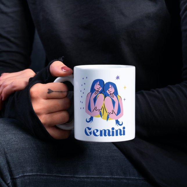 Zodiac | Gemini Star Sign Illustration  Coffee Mug (Gemini | Zodiac | Horoscope | Star Sign Illustration)