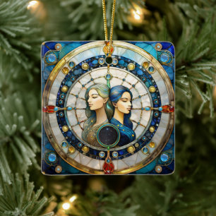 Zodiac - Gemini The Twins Ceramic Ornament