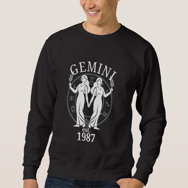 Zodiac Gemini Twins Born in 1987 Sweatshirt (Front)
