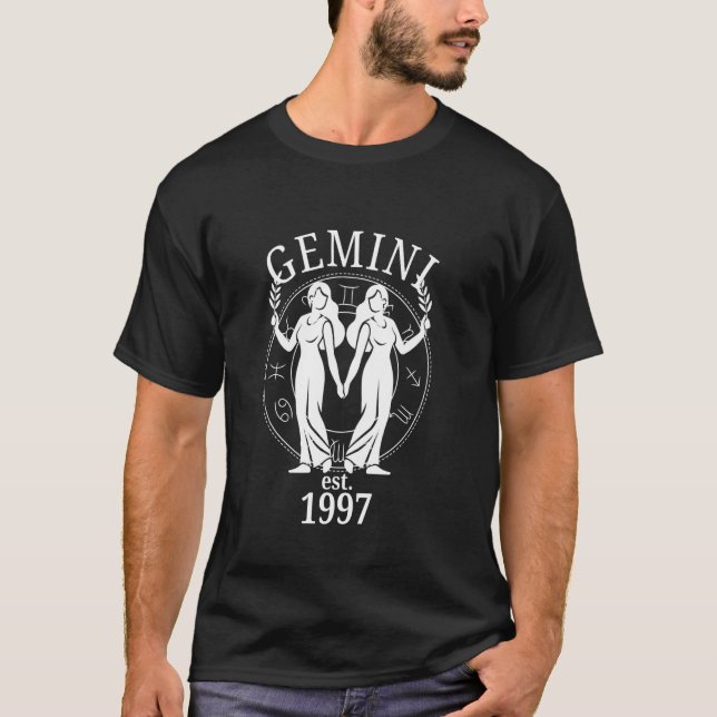 Zodiac Gemini Twins Born in 1997 T-Shirt (Front)