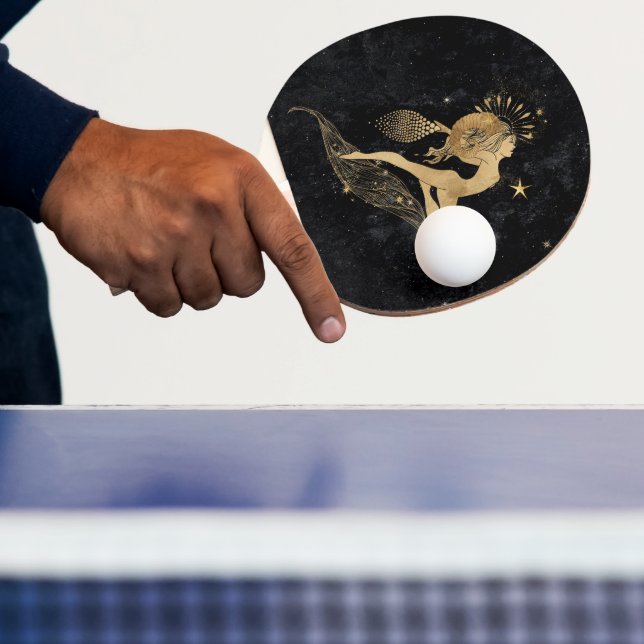 Zodiac Goddess | Cosmic Gold Aries Astrology Ping Pong Paddle (Insitu)
