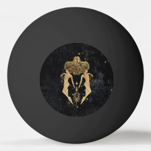 Zodiac Goddess   Cosmic Gold Gemini Astrology Ping Pong Ball