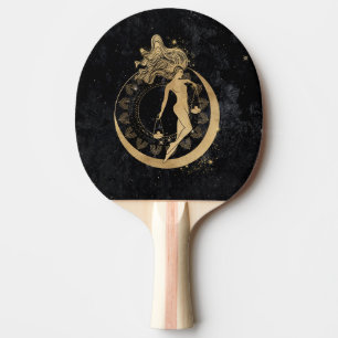 Zodiac Goddess   Cosmic Gold Libra Astrology Ping Pong Paddle