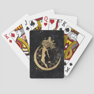 Zodiac Goddess   Cosmic Gold Libra Astrology Playing Cards