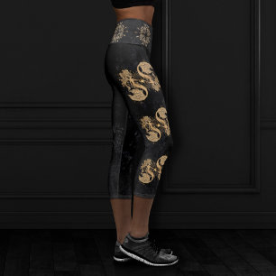 Zodiac Goddess   Cosmic Gold Pisces Astrology Capri Leggings